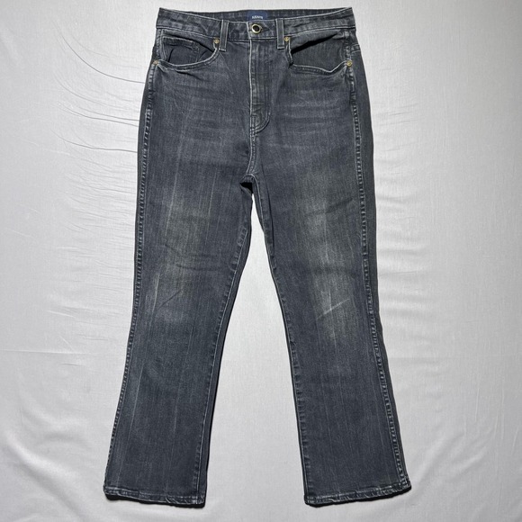 Khaite Benny Cropped Flare Jeans Womens 28 Washed Black Gray‎ High Rise